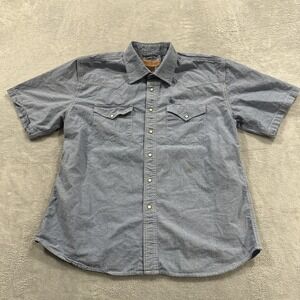 Cody James Snap Button Shirt Men's 2XL Short Sleeve Pockets Blue Western